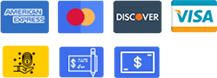 Visa, Mastercard, American Express & Discover accepted