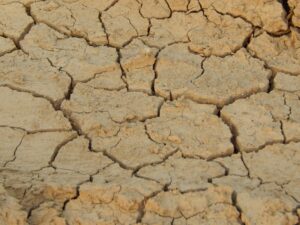 clay and caliche soil cracked sewer pipe in dry New Mexico high-desert ground